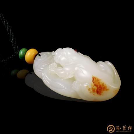 【琢艺轩】新疆和田红皮白玉籽玉挂件 貔貅 29克